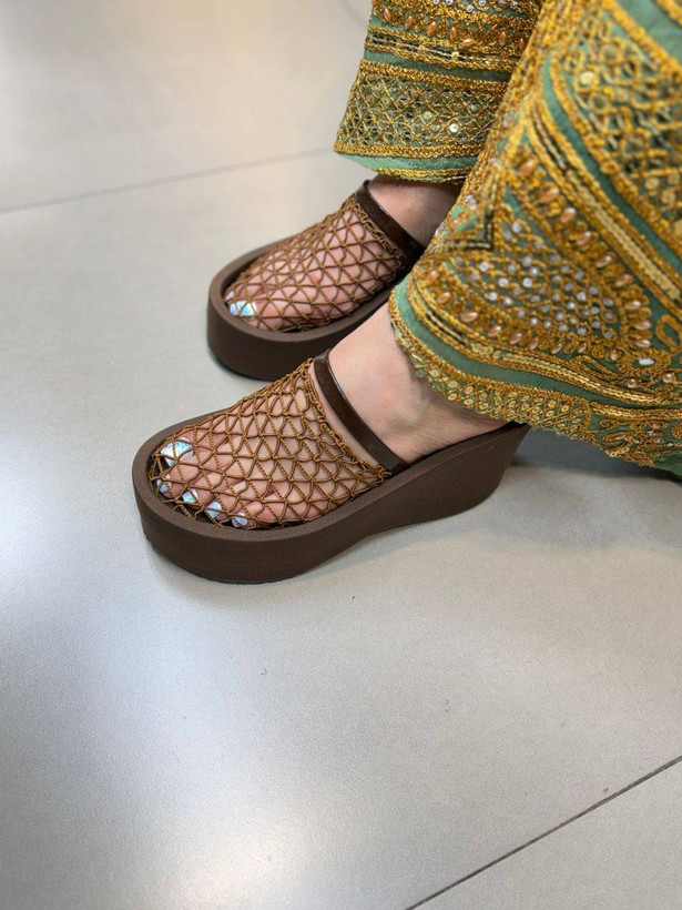 صندل لژدار توری زنانه 9سانت لژ جدید